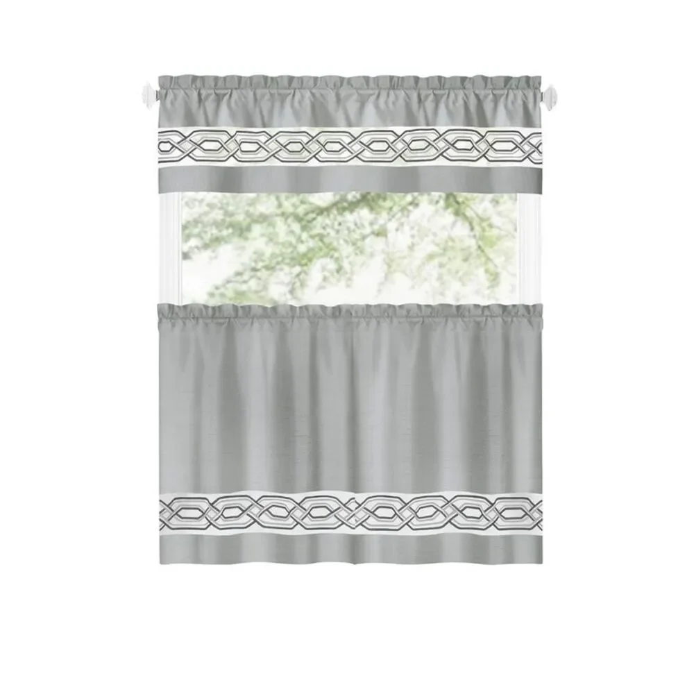 PowerSellerUSA Crisp & Clean Minimalist Two-Tone Window Curtain Set with